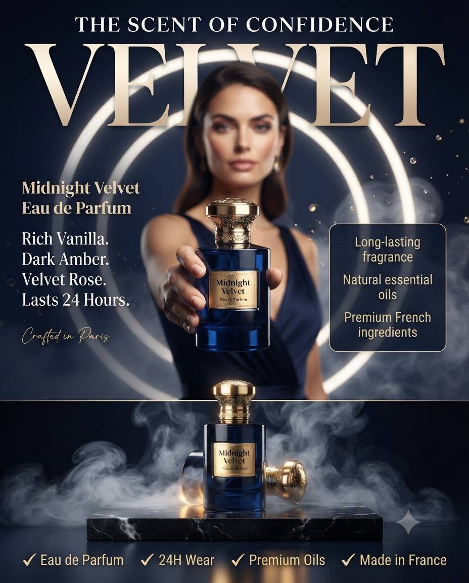 Luxury fragrance campaign layout concept